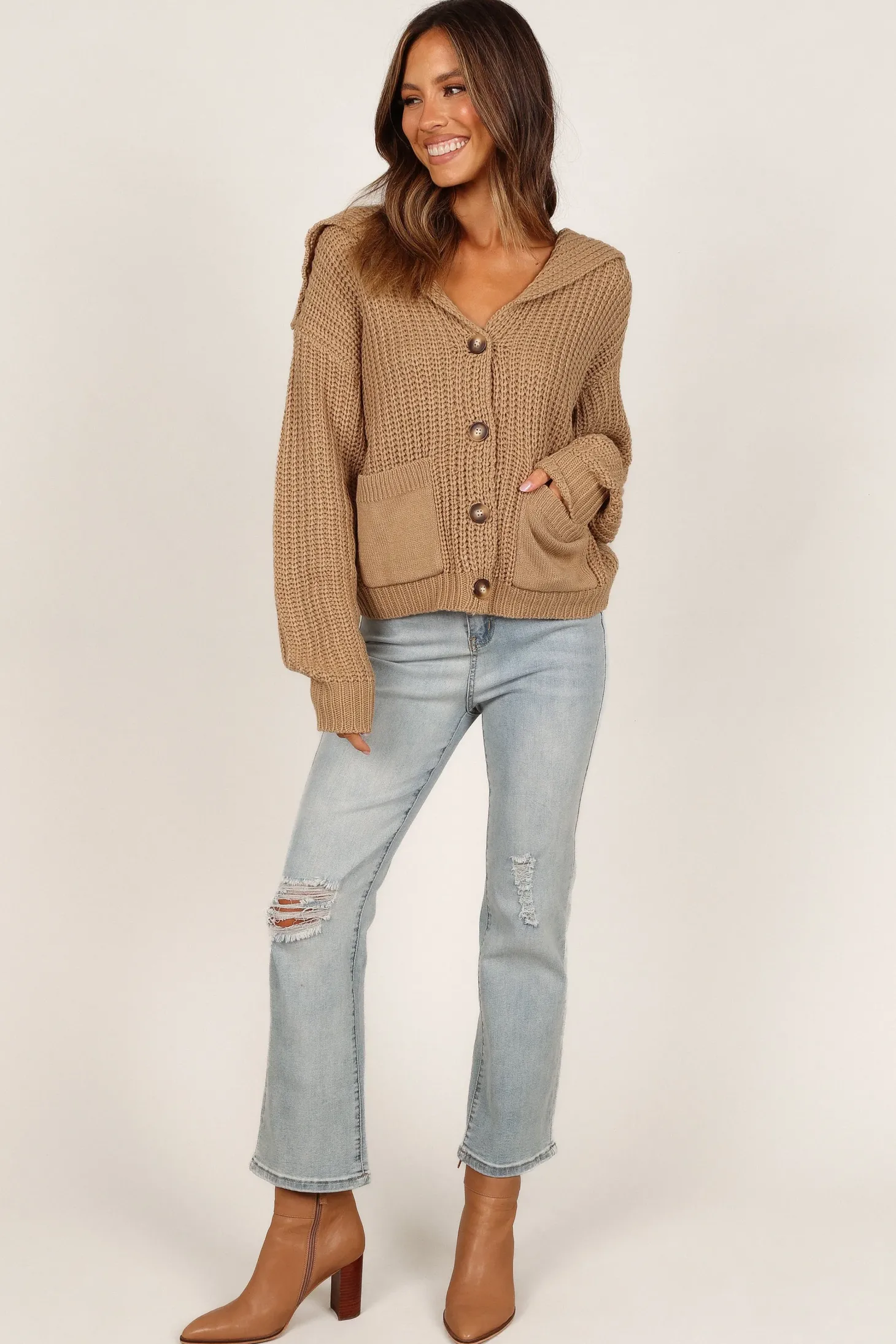 Amelia Oversize Collar Button Cardigan