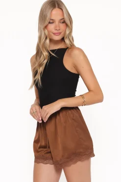 Arlet Lace Trim Satin Shorts