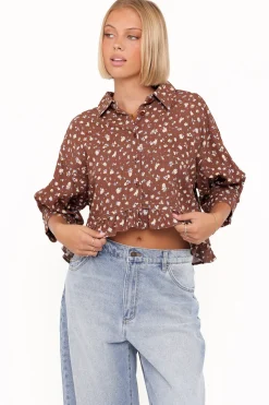 Ashe Cropped Button Up Top
