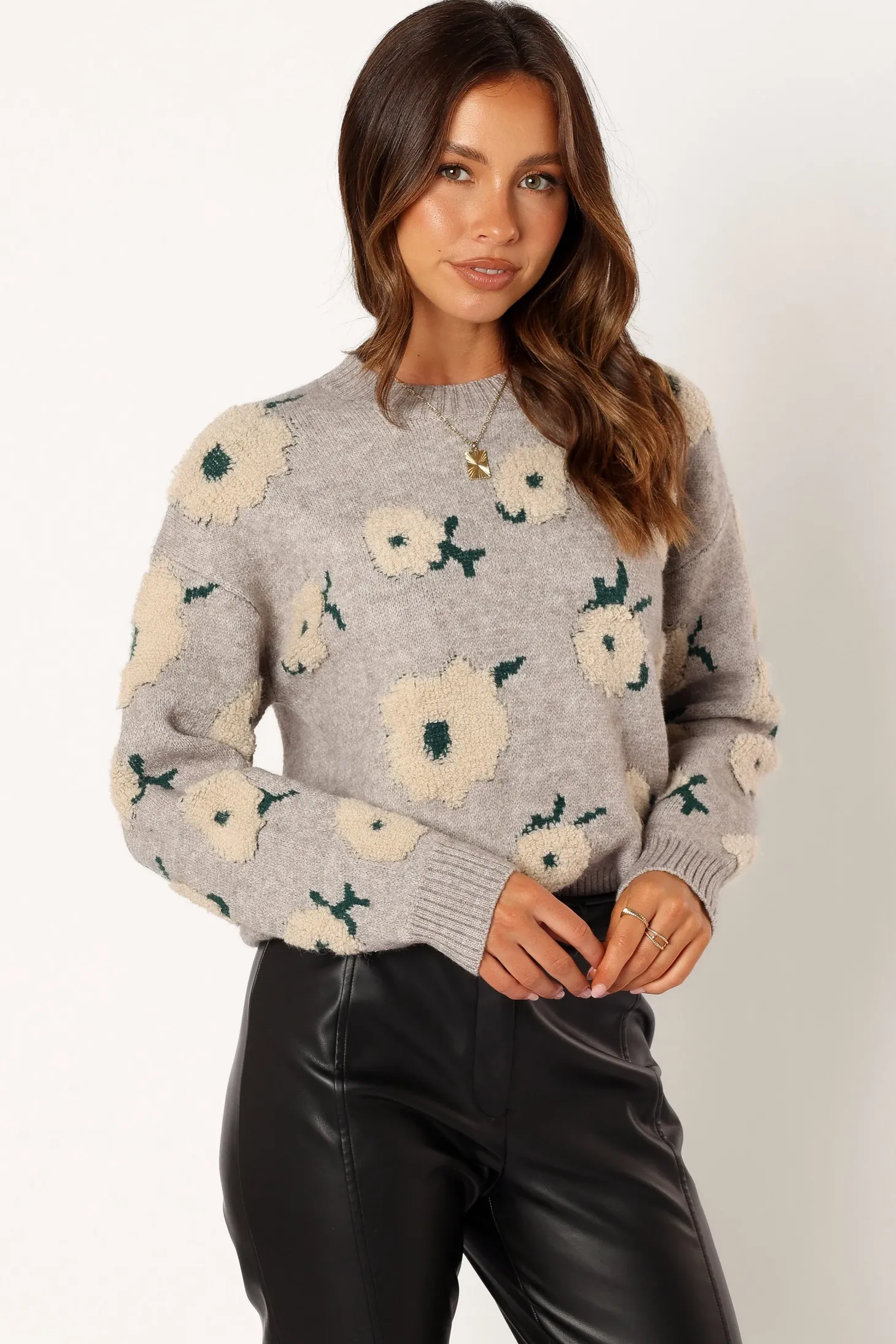 Aubrielle All Over Flower Knit Sweater