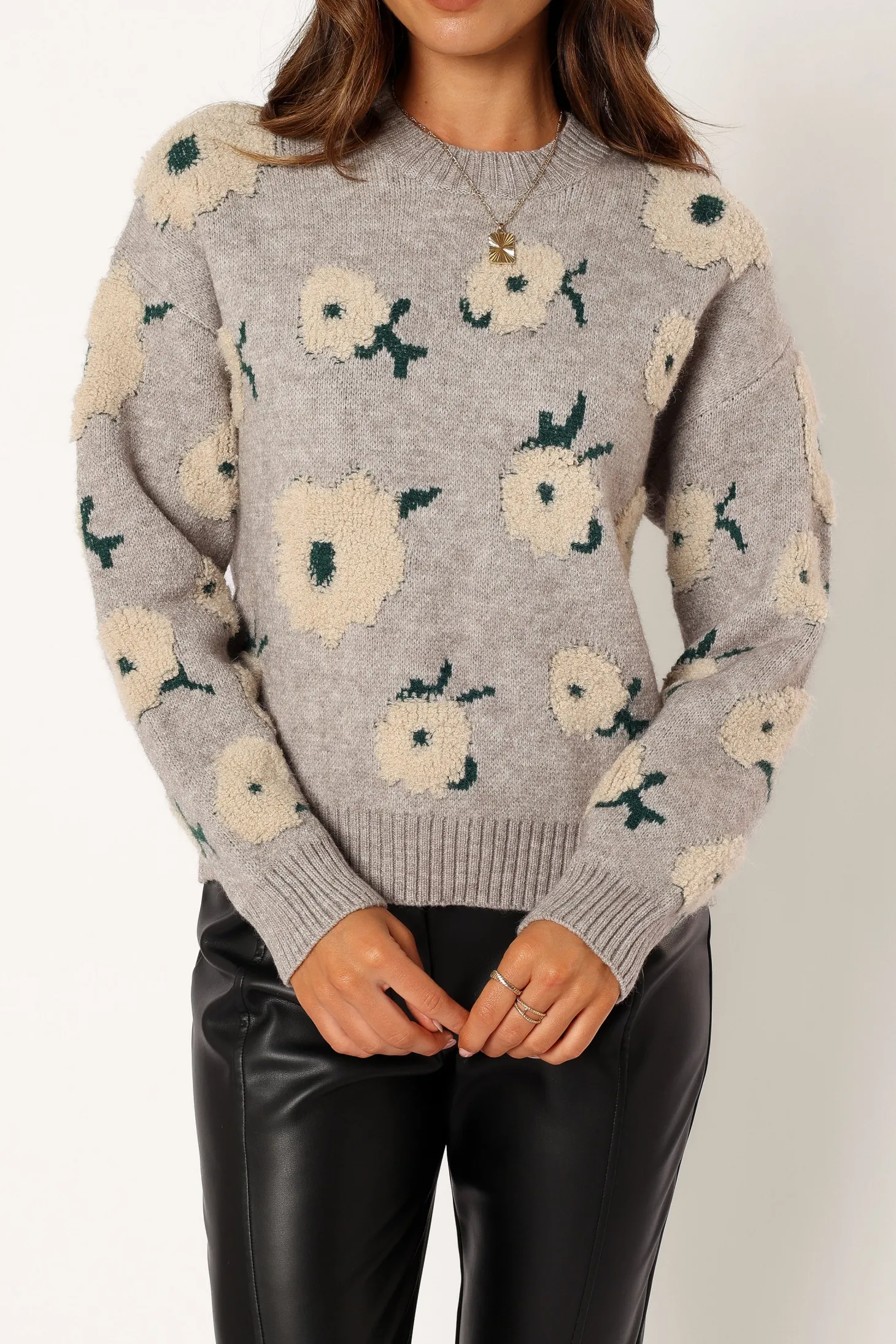 Aubrielle All Over Flower Knit Sweater