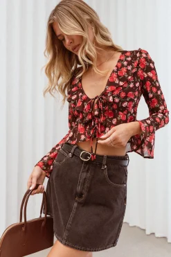 Aveline Chiffon Ruffle Front Top