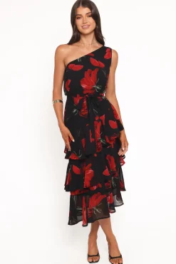 Brigette One Shoulder Tiered Midi Dress