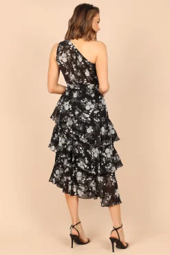 Brigette One Shoulder Tiered Midi Dress