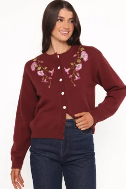 Brittany Placed Embroidery Flower Cardigan