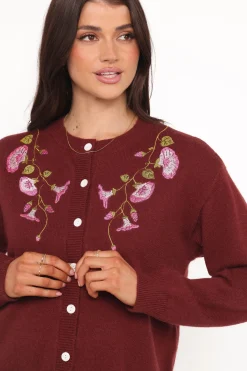 Brittany Placed Embroidery Flower Cardigan