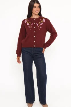Brittany Placed Embroidery Flower Cardigan