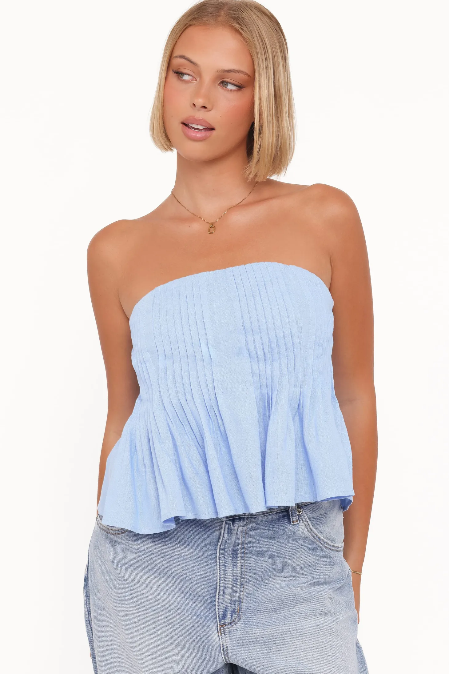 Cagnes Strapless Peplum Top