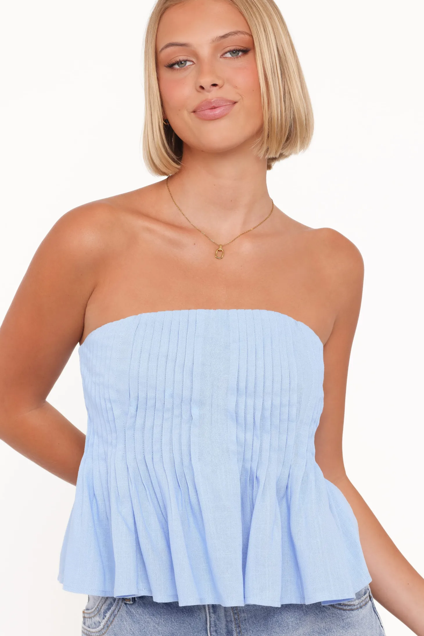 Cagnes Strapless Peplum Top