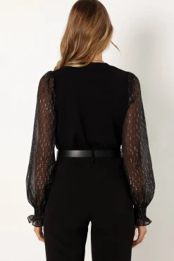 Callie Contrast Chiffon Sleeve Knit Sweater