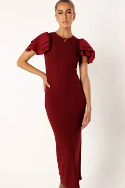 Cally Ruffle Sleeve Midi Dress