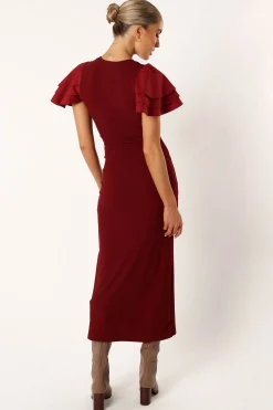 Cally Ruffle Sleeve Midi Dress