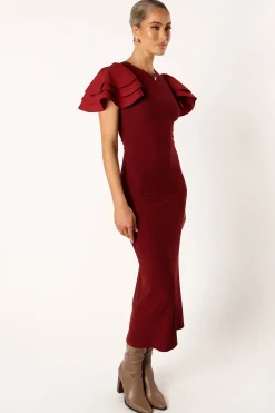 Cally Ruffle Sleeve Midi Dress