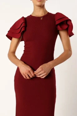Cally Ruffle Sleeve Midi Dress
