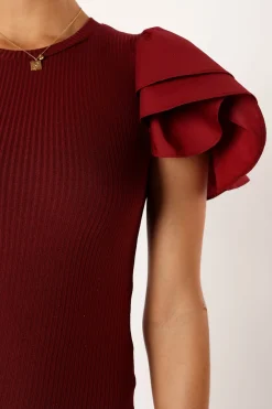 Cally Ruffle Sleeve Midi Dress