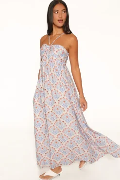 Cascade Halterneck Maxi Dress