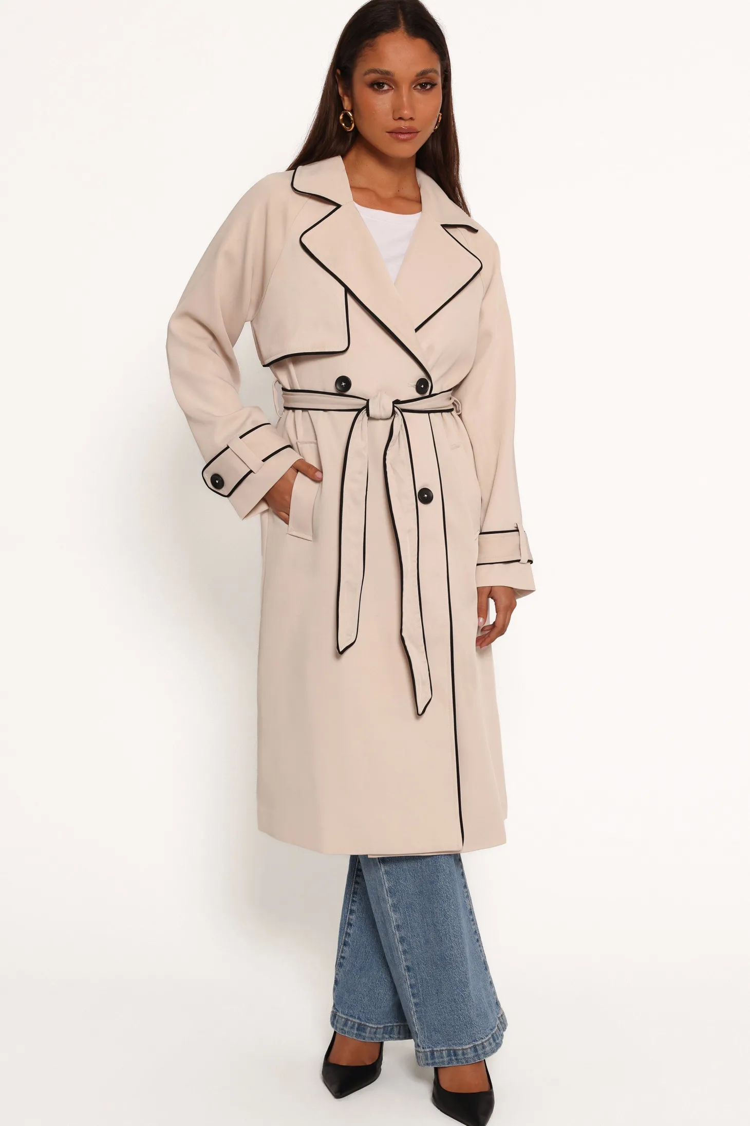 Cayenne Contrast Binding Trench Coat