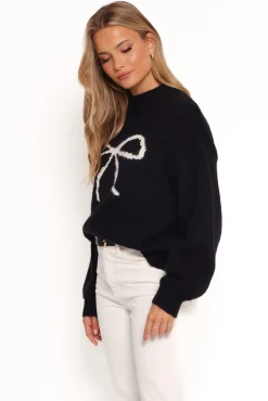 Cecelia Bow Print Mock Neck Knit Sweater