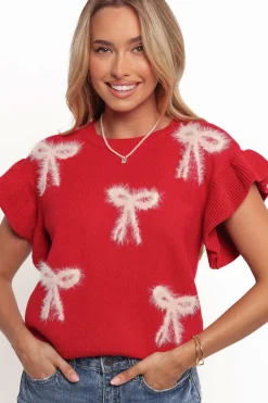 Cherish Ruffle Sleeve Bow Knit Sweater