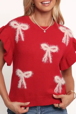 Cherish Ruffle Sleeve Bow Knit Sweater
