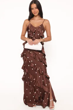 Ciao Ruffles Maxi Satin Dress