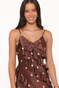 Ciao Ruffles Maxi Satin Dress
