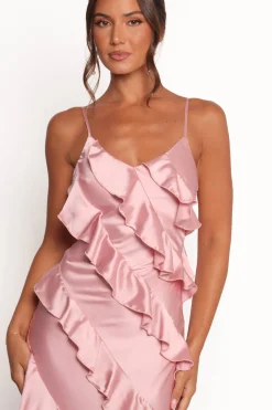 Ciao Ruffles Maxi Satin Dress