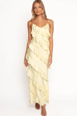 Ciao Ruffles Maxi Satin Dress