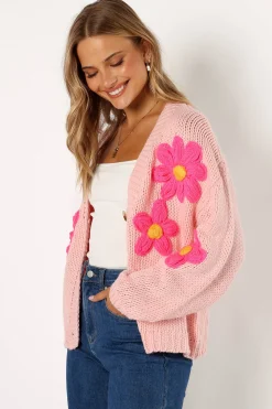 Clementine Flower Embroidered Open Front Cardigan