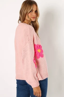 Clementine Flower Embroidered Open Front Cardigan