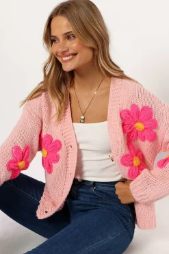 Clementine Flower Embroidered Open Front Cardigan