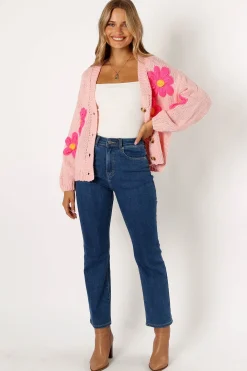 Clementine Flower Embroidered Open Front Cardigan