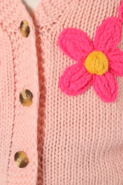 Clementine Flower Embroidered Open Front Cardigan