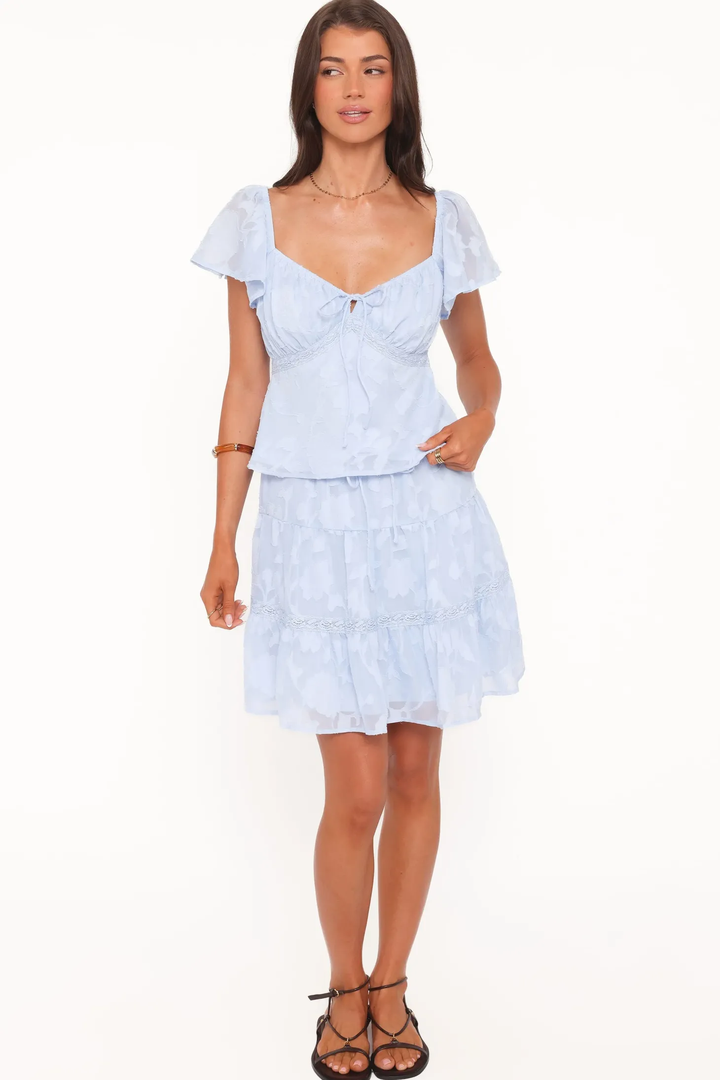 Clodagh Textured Tiered Mini Skirt