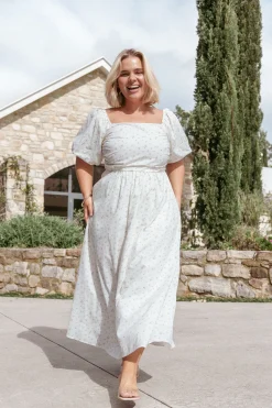 Clo Puff Sleeve Midi Dress