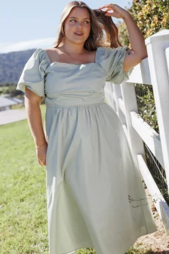 Clo Puff Sleeve Midi Dress