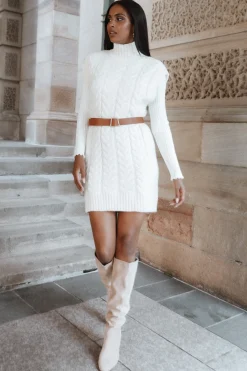 Cozette Turtle Neck Sleeveless Mini Knit Dress