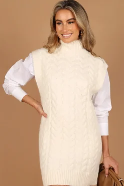 Cozette Turtle Neck Sleeveless Mini Knit Dress