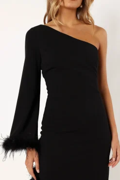 Dame One Shoulder Feather Midi Dress