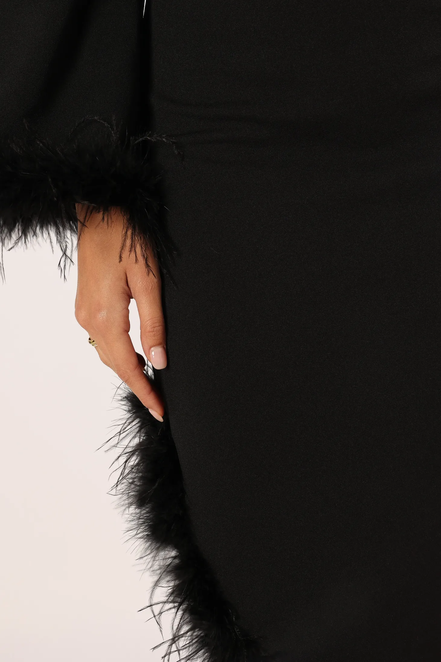 Dame One Shoulder Feather Midi Dress