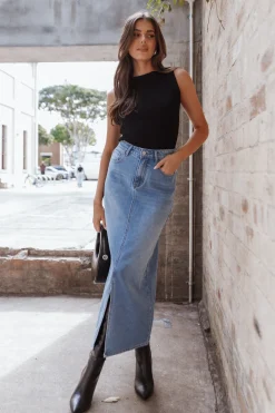 Dana Denim Midi Skirt