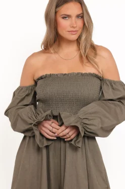 Domenica Shirred Long Sleeve Jumpsuit