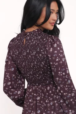 Edwina Shirred Frill Long Sleeve Midi Dress