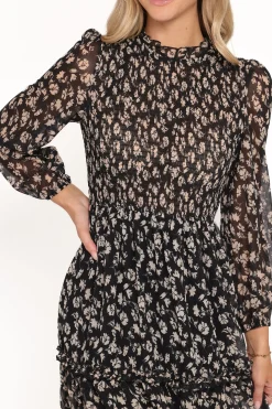 Edwina Shirred Frill Long Sleeve Midi Dress