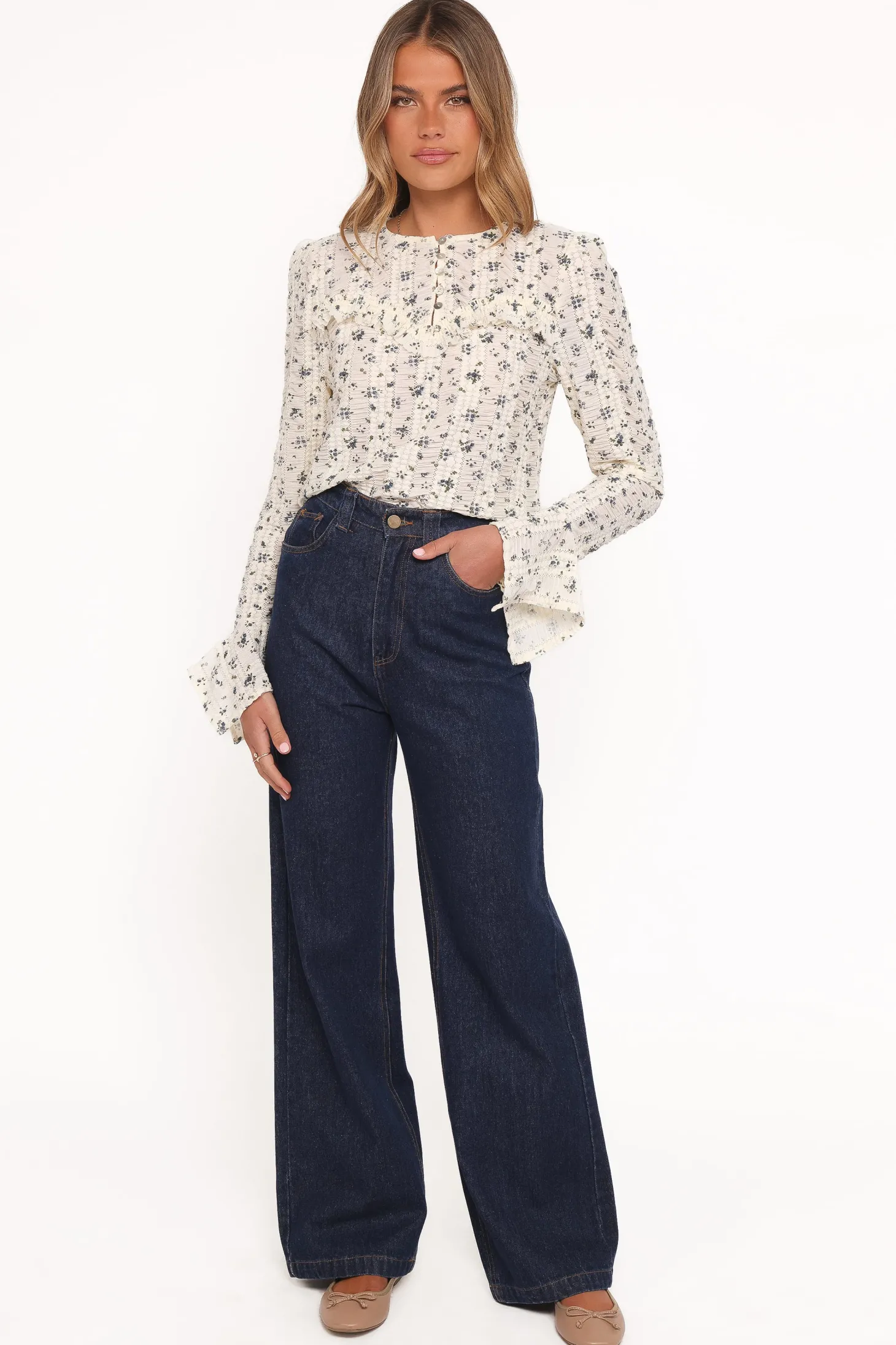 Eira Textured Ruffle Top