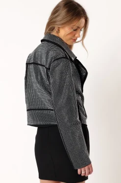 Elaina Crystal Studded Moto Jacket