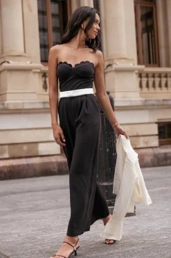 Elaria Scalloped Belted Jumpsuit