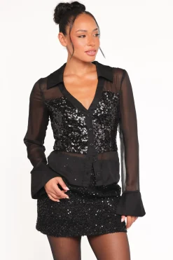 Eliana Sheer Sequin Blouse