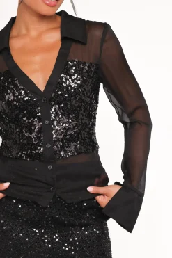 Eliana Sheer Sequin Blouse