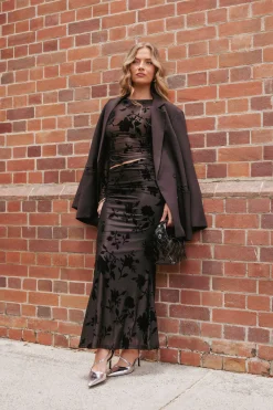 Emily Burnout Velvet Skirt